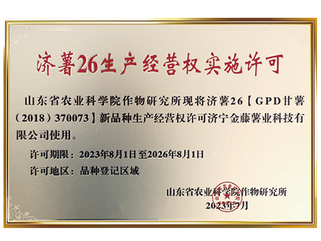 济薯26生产经营权实施许可